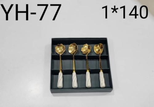 قاشق چایخوری سفید نقره ای و مشکی نقره ای سرامیکی برند YHمدل۷۶
