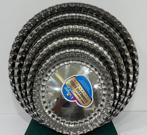 سرویس سینی گرد استیل سایز 30تا 50 برند یونیک لایف